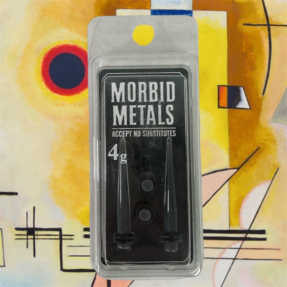 Morbid Metals NEW 4g Black Acrylic Ear Lobe Spikes and Plugs Set Body Jewelry